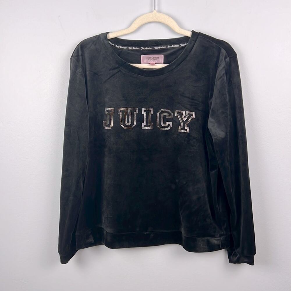 Juicy couture sleepwear large black velour studded top